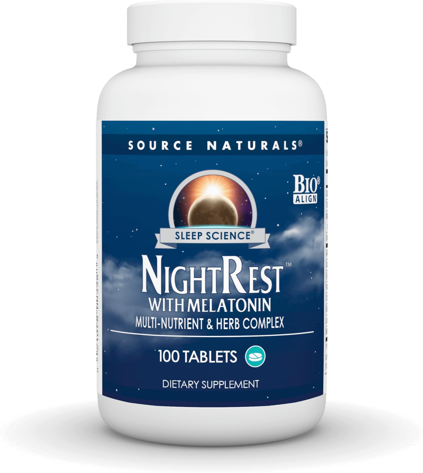 Sleep Science NightRest with Melatonin - BioAligned MultiNutrient & Herb Complex, for Rest & Relaxation Support* - 100 Tablets