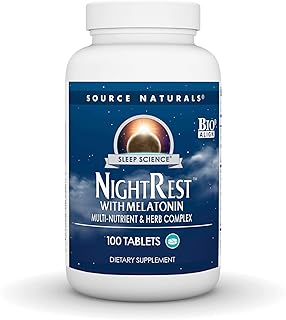 Source Naturals Sleep Science NightRest with Melatonin - BioAligned MultiNutrient & Herb Complex, for Rest & Relaxation Support* - 100 Tablets