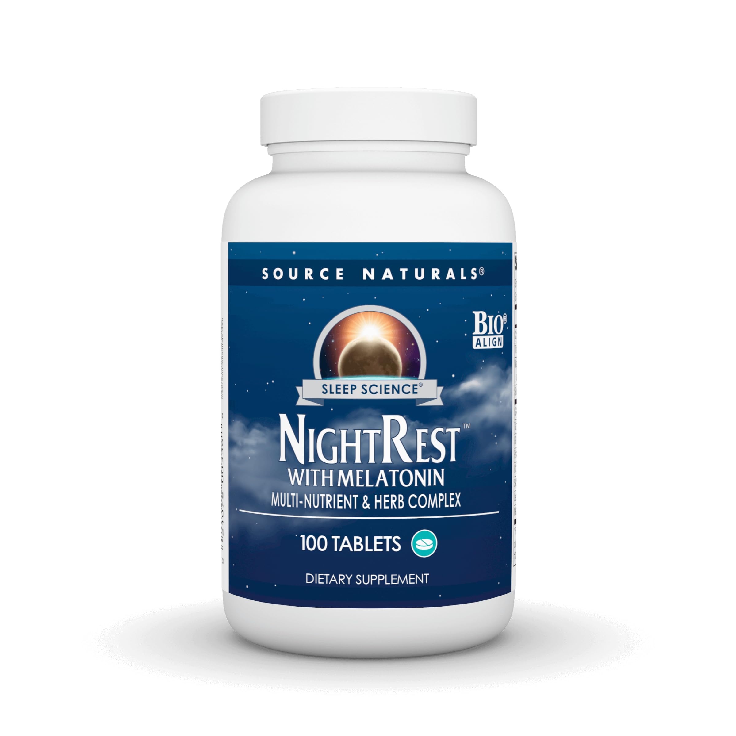 Sleep Science NightRest with Melatonin - BioAligned MultiNutrient & Herb Complex, for Rest & Relaxation Support* - 100 Tablets