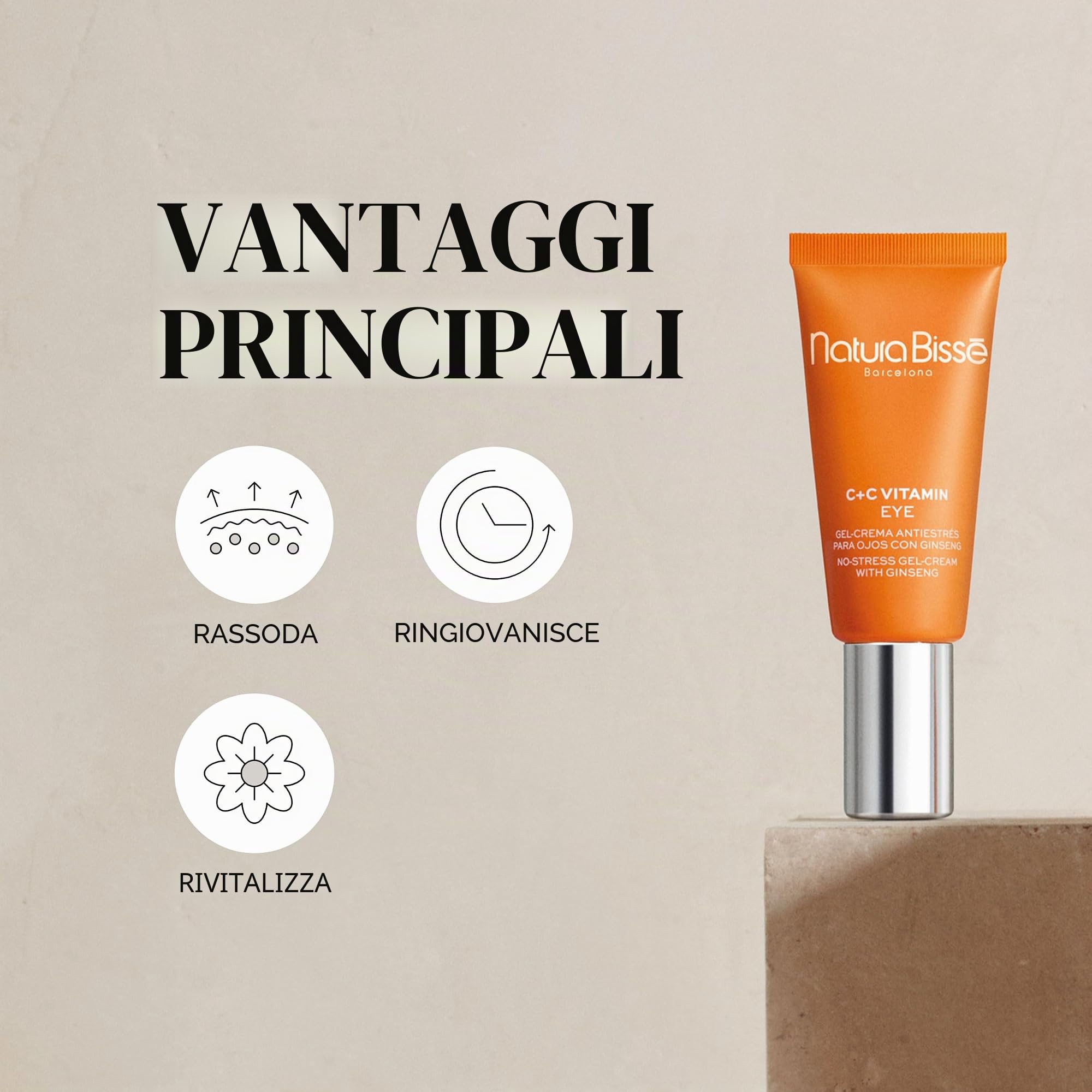 Natura Bissé C+C Vitamina Occhi | Contorno Occhi Rivitalizzante e Antiossidante in Gel-crema con Ginseng, Vitamina C e Caffeina | 15 ml