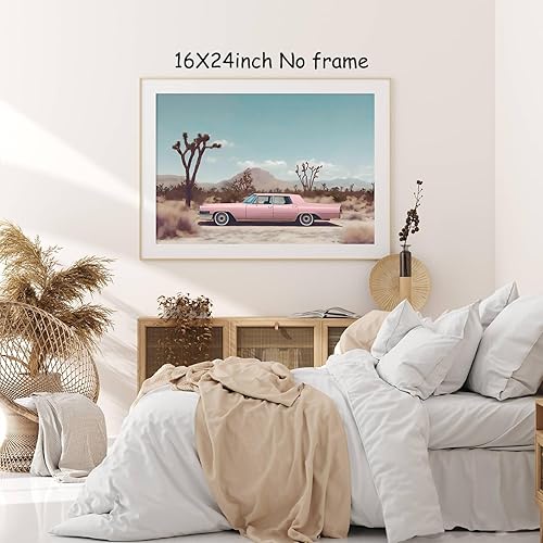 Miniatura 4 de Arte de pared rosa del desierto para pared, póster de automóvil rosa, impresión de paisaje occidental, imágenes de cactus del desierto, decoración