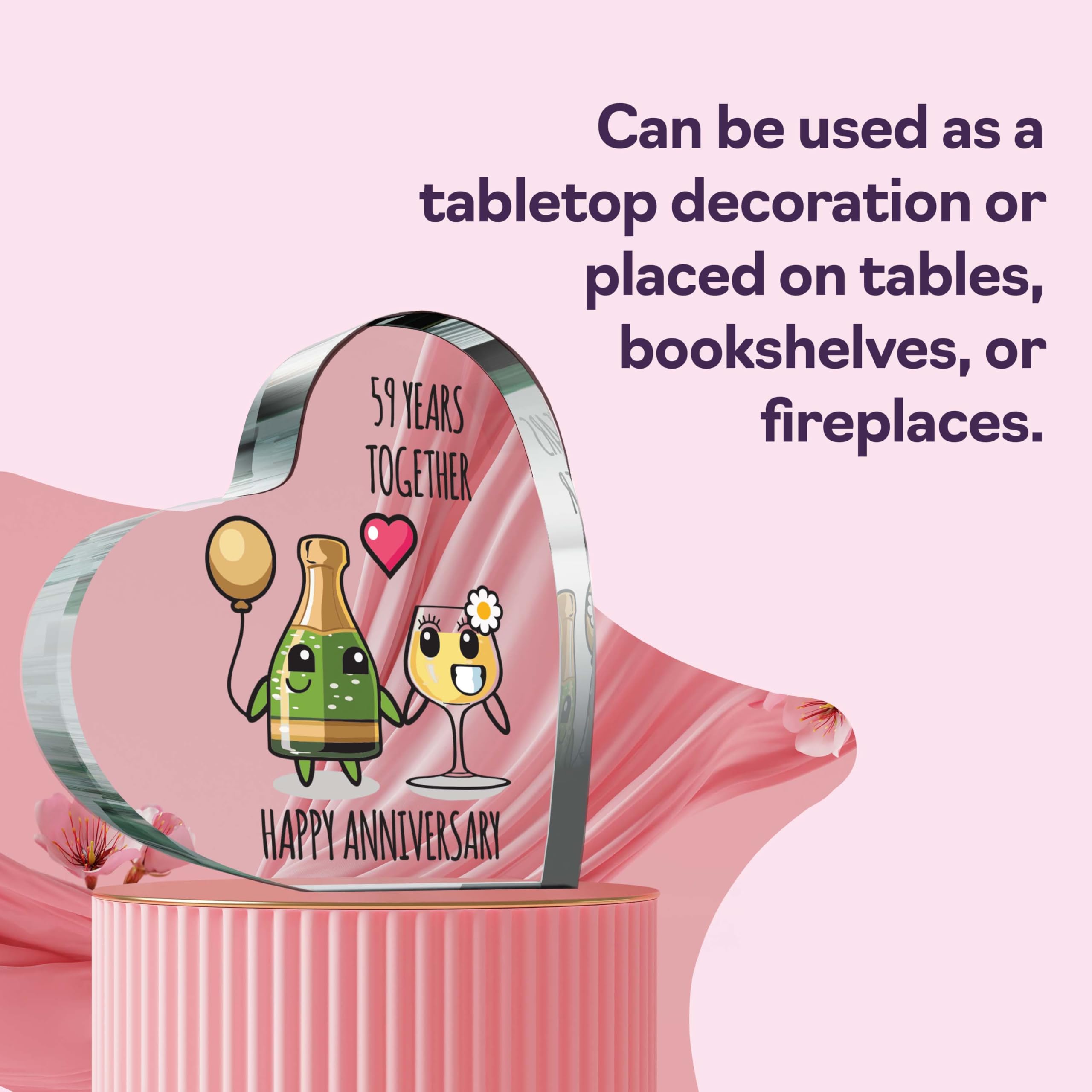 59th Anniversary Plaque Gifts for Wife Husband, Happy Anniversary - Image 3