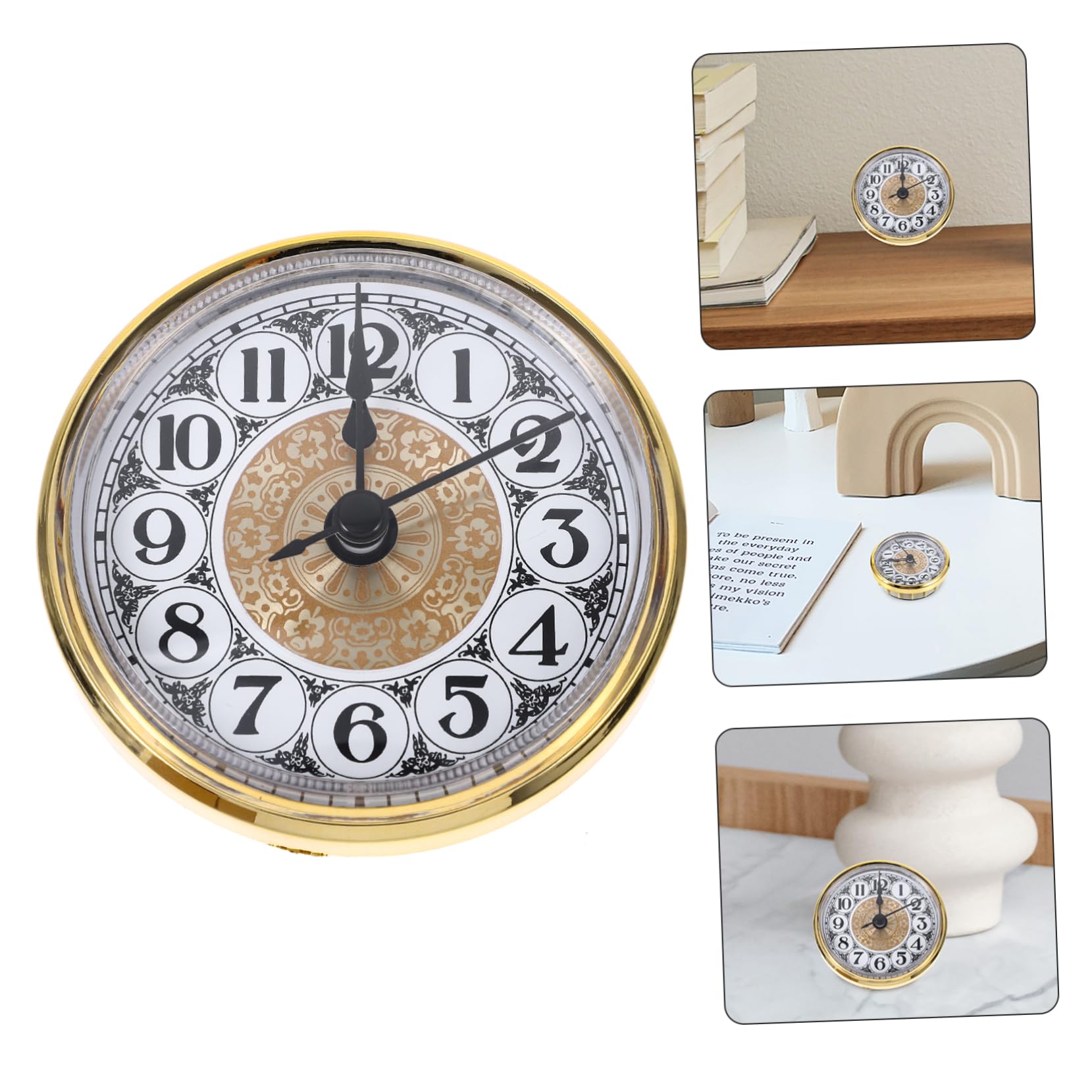 Alipis 4 Pezzi inserto orologio rotondo motore 'orologio inserto fai da te calendario desk clock home decor meccanismo ' in miniatura i di Metallo