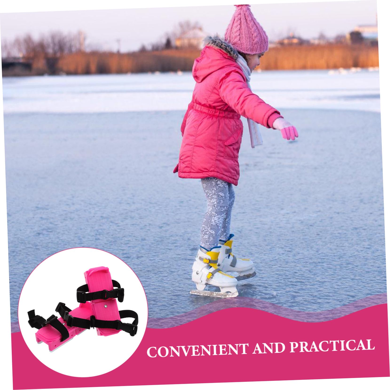 Abaodam Pattini da Ghiaccio Regolabili per Ragazzi, Scarpe Invernali Rosa in Pp+Metallo Design Facile, per Sport Invernali e Piste di Pattinaggio