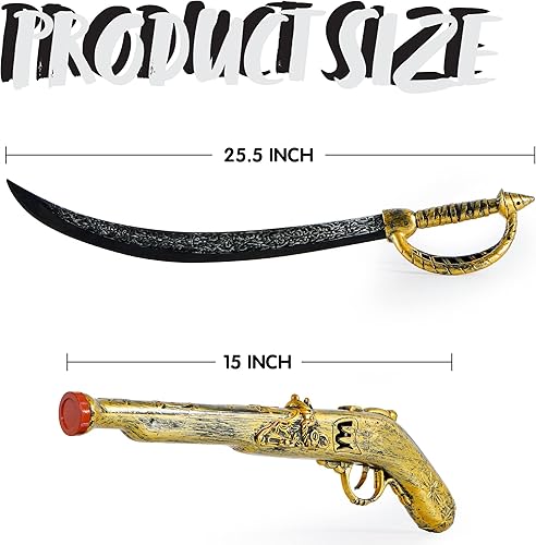 Miniatura 8 de Juego de espada de pirata Joyin de 28 pulgadas y pistola de pirata de 16 pulgadas de juguete
