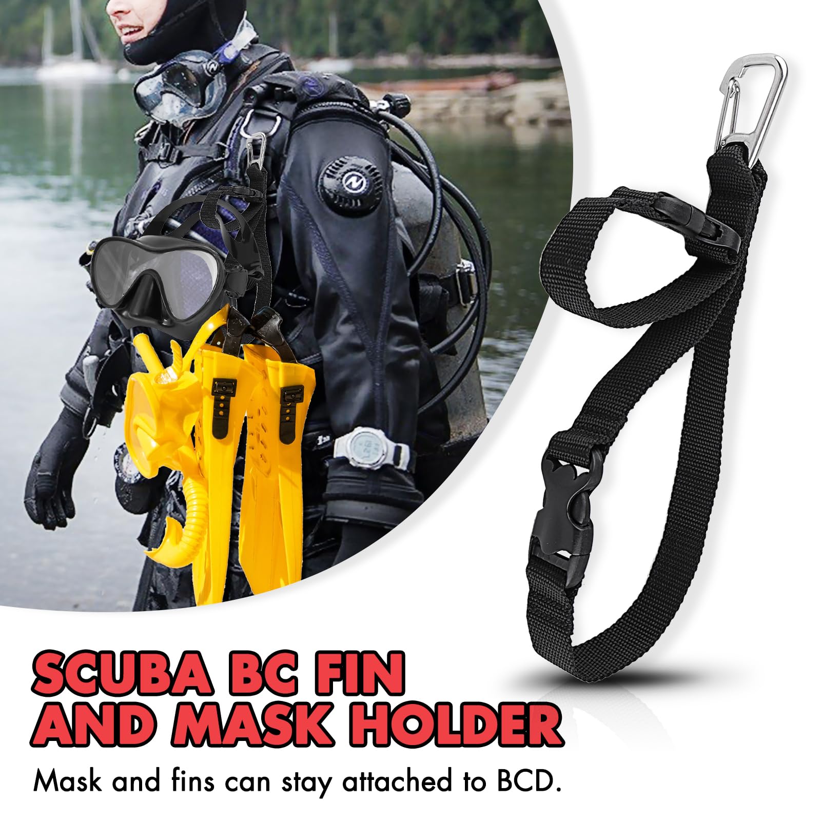 Correa Ajustable Para Aletas De Buceo - Con Hebillas ABS Y Gancho De Metal, Liberación Rápida