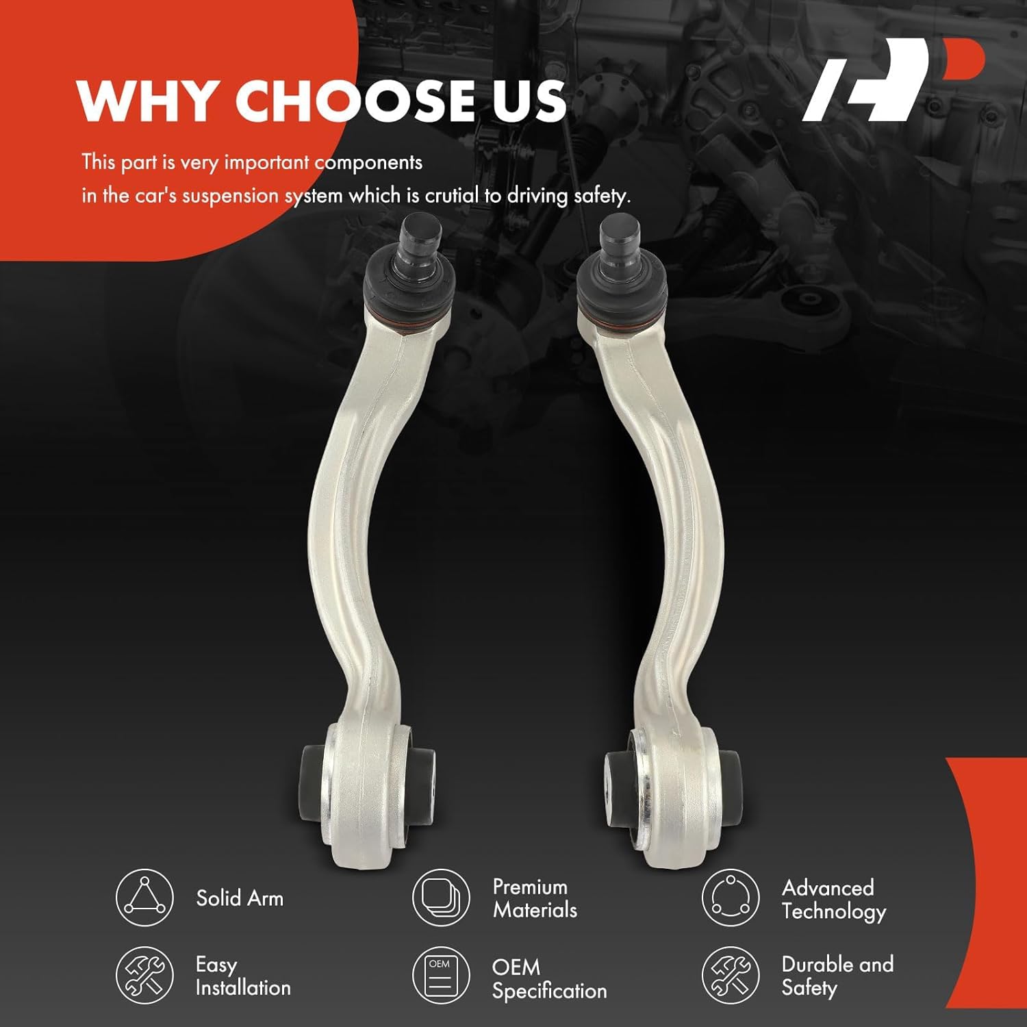 A-Premium 2 x Front Upper Rearward Control Arm, with Ball Joint & Bushing, Compatible with Audi Q5 2018-2022, Q7 2017-2022, SQ5 2018-2022 & Porsche Cayenne 2019-2020