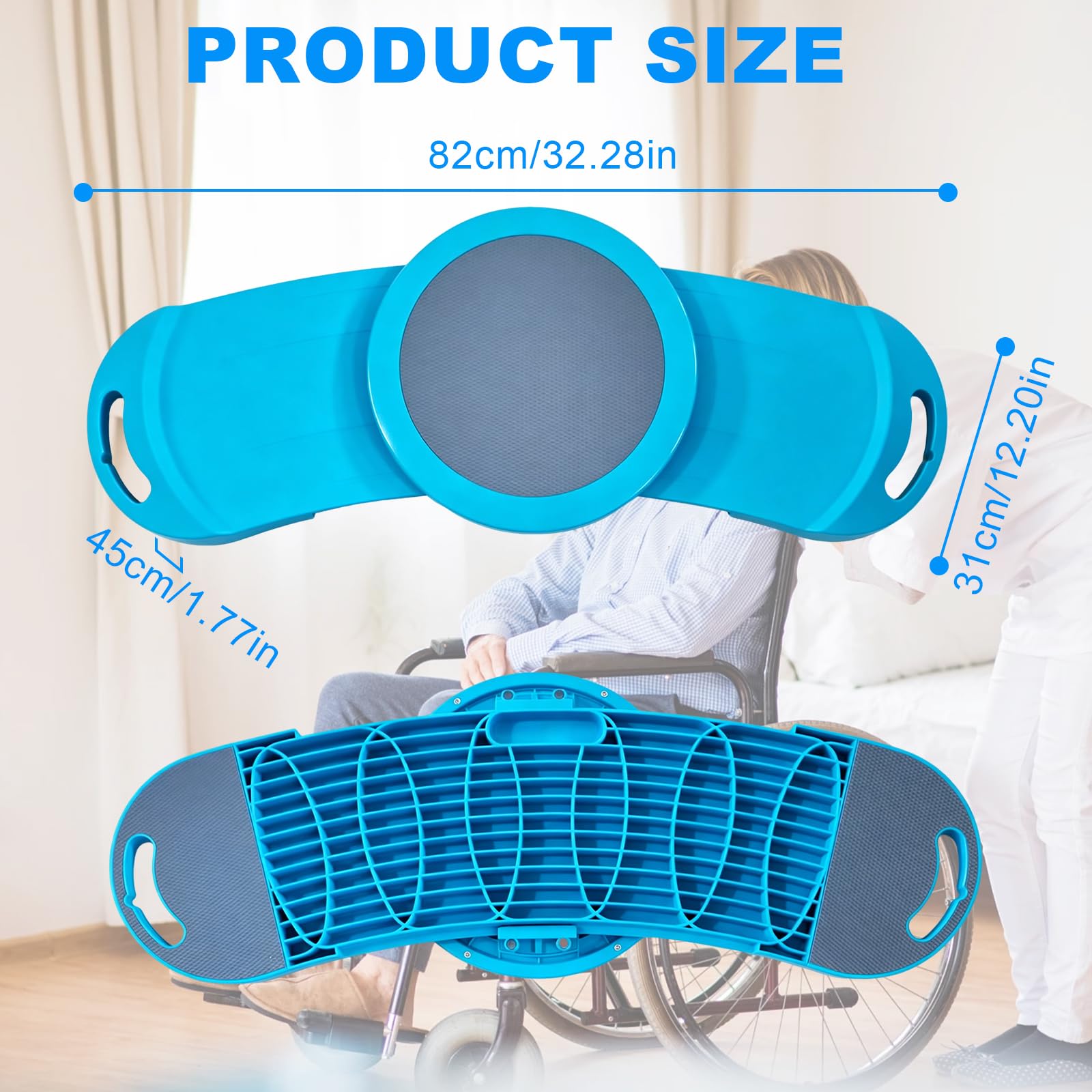 Tavole di Trasferimento, Piastra Scorrevole con Portata di 150 kg | 82 x 31 x 4,5 cm Strumenti di Assistenza Mobile con Piastra Girevole a 360° per Persone con Mobilità Ridotta e Anziani