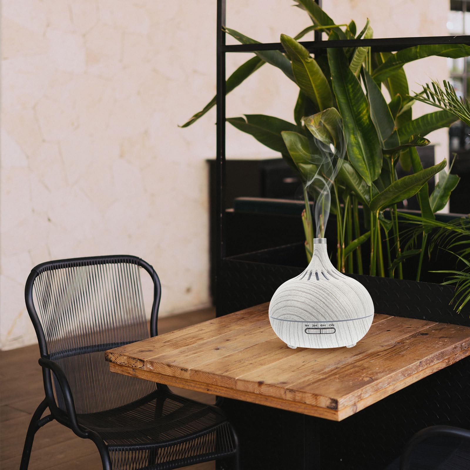 SHINEOFI Diffuseur D'huiles Essentielles 400ml en Bois Lumière Changeante, Humidificateur à Brume Fraîche pour Aromathérapie et Décoration de Bureau
