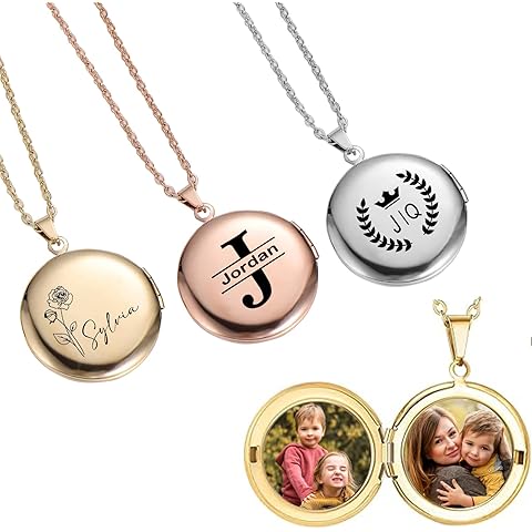 MeiceM custom locket necklace for women,locket Necklace with photo,Personalized locket necklace Hold Picture,Memorial Pendant.