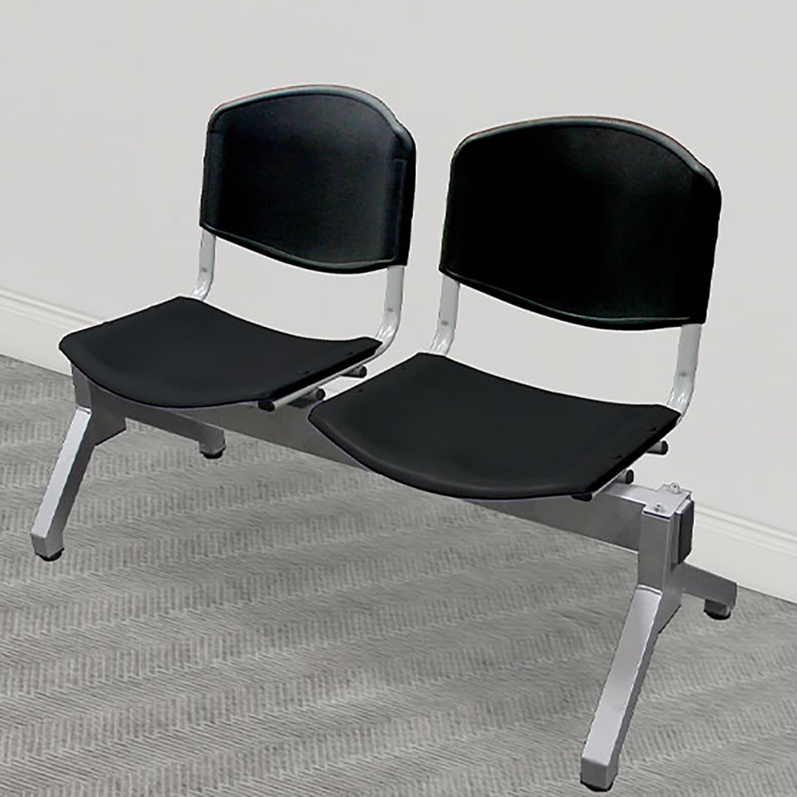 OZBMA Waiting Room Bench Set with Backrest, Durable Seating for Office Reception, Airport, Bank, Hospital, and Barbershop Use (Black)