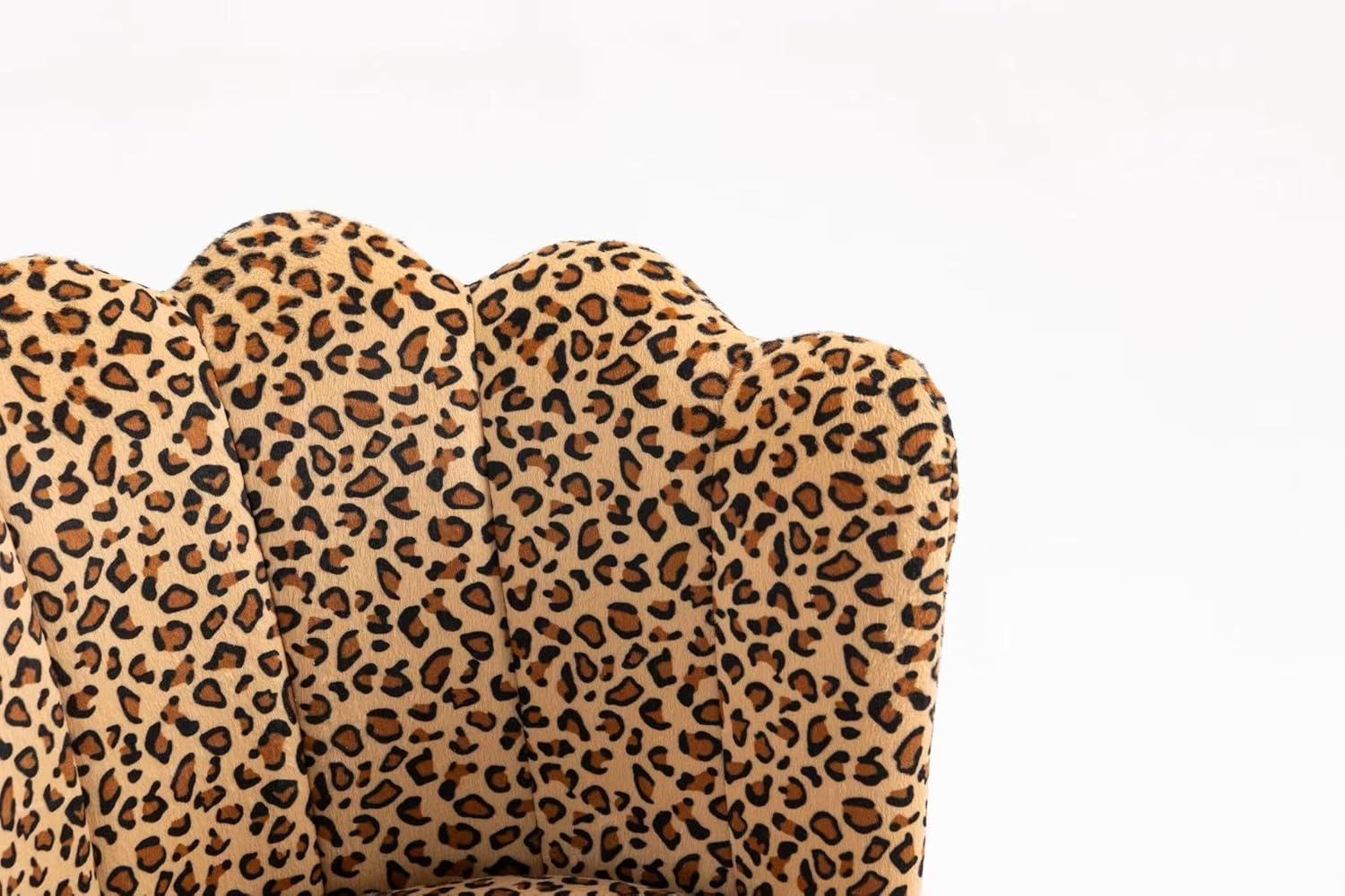 ZOBIDO Modern Velvet Chairs Comfy Upholstered Vanity Chairs for Bedroom Armchair Dining Chairs with Golden Metal Legs Petal Shape Back Vanity Desk Chair, for Women, Kids, Girls(Leopard Stripe)