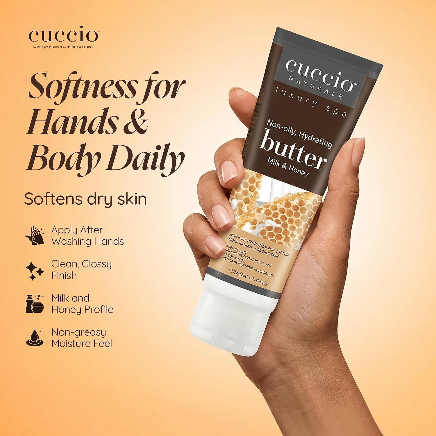 Cuccio Naturale Luxury Spa Hydration Essentials Set - Provides Nourishing Hydration - Soothes And Softens The Skin - Delivers A Relaxing Feeling - Milk And Honey - 2 Pc Body Butter And Cuticle Oil