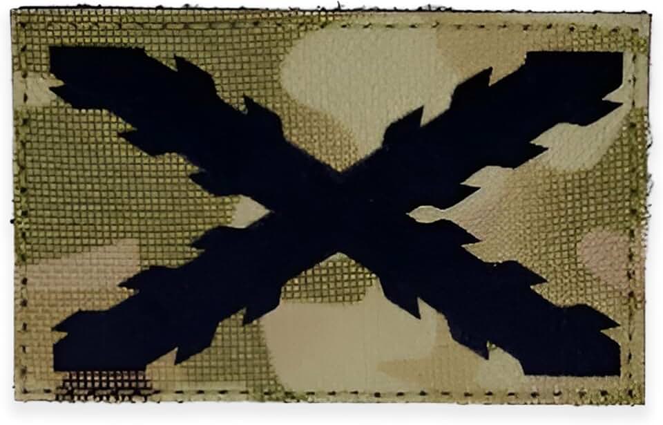 Parches Reflectantes con Cruz de borgoña| Para Ropa, Motos o Mochilas | Tamaño 8x5cm (Militar Cruz Negra)