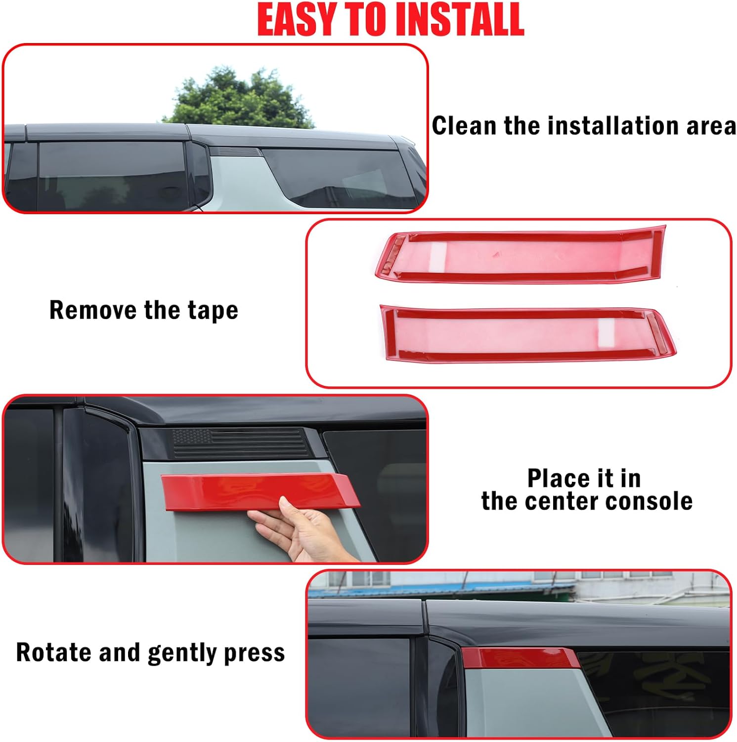 Yinanlutos Door Window Pillar Post Panel Cover Trim Compatible with Hummer EV SUV 2024 2025 2026 Accessories ABS Exterior Door Side C Pillar Top Trim Strip 2Pcs (Red)