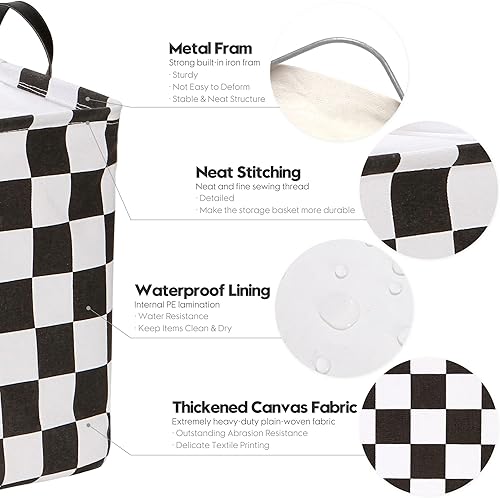 Miniatura 5 de Hinwo Paquete de 2 cestas de almacenamiento de tela de lona extragrande con asas, 70 L18.5 galones, caja plegable, ropa, juguetes, organizador de