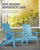 Vista 7 de Juego de 2 sillas Adirondack plegables modernas, sillas Adirondack de polietileno de alta densidad de gran tamaño con soporte para tazas, respaldo