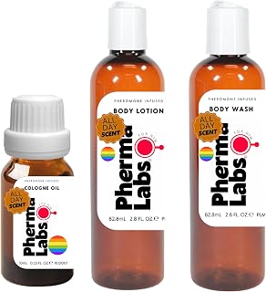 Gay Mini Kit Set to Attract Men - All Day Scent - Includes: Body Lotion, Body Wash and Body Oil containing Pheromones PhermaLabs