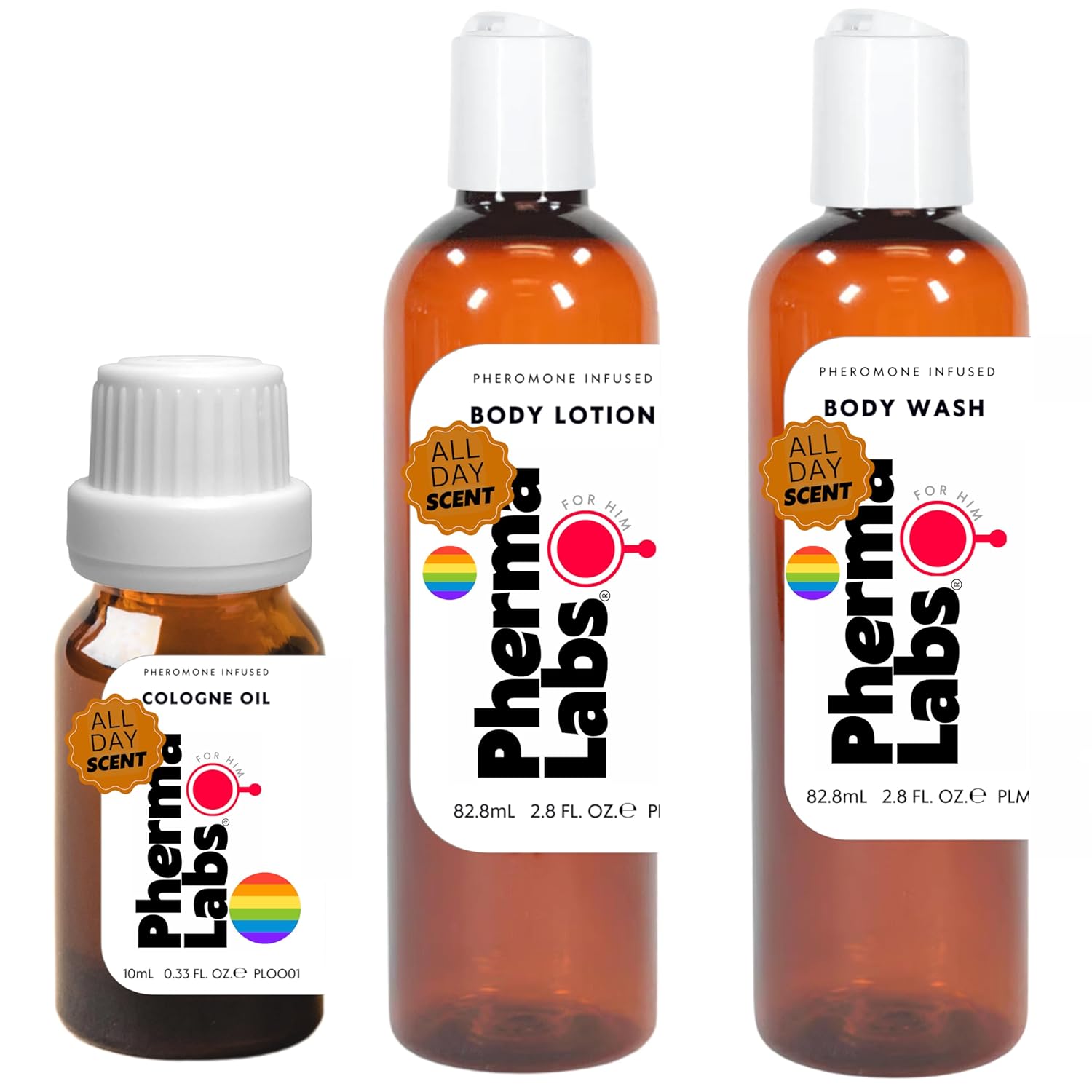 Gay Mini Kit Set to Attract Men – All Day Scent – Includes: Body Lotion, Body Wash and Body Oil containing Pheromones PhermaLabs