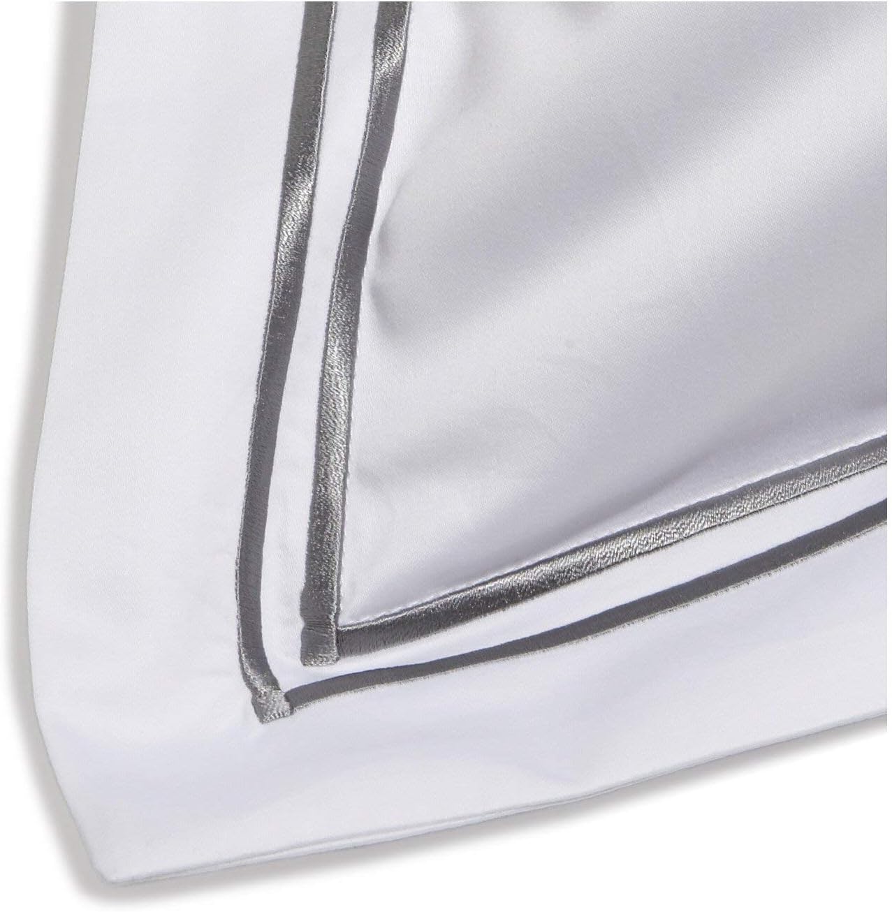 Dornick Decor 400 Thread Count 100% Cotton Sateen Hotel Stitch Pillow Sham King Light Grey