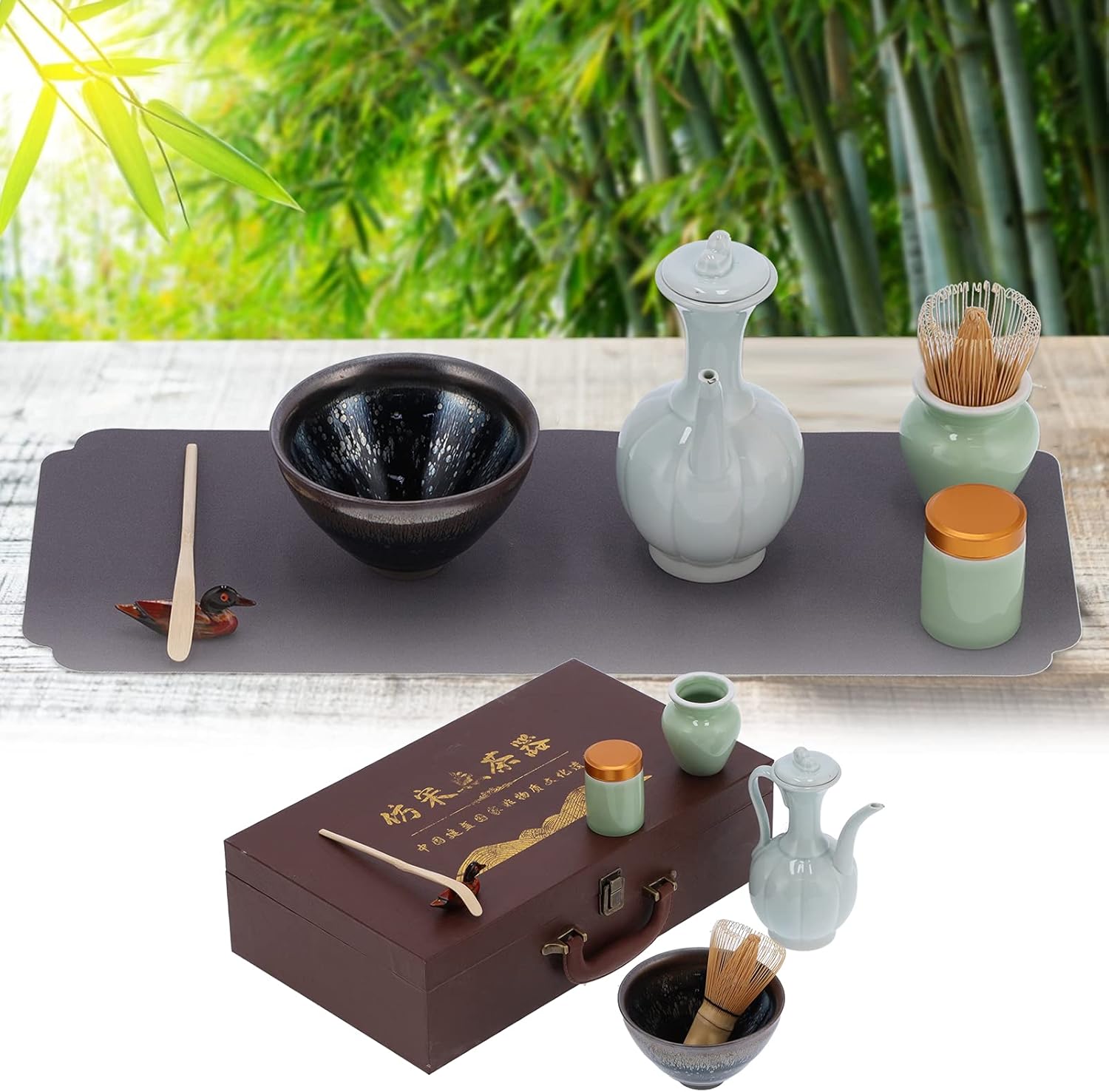 Matcha Tea Tool Set - Traditional Ceramic and Matcha Set with Whisk, Bowl, Scoop, and Tea Caddy - for Tea Ceremony Enthusiasts (#1)