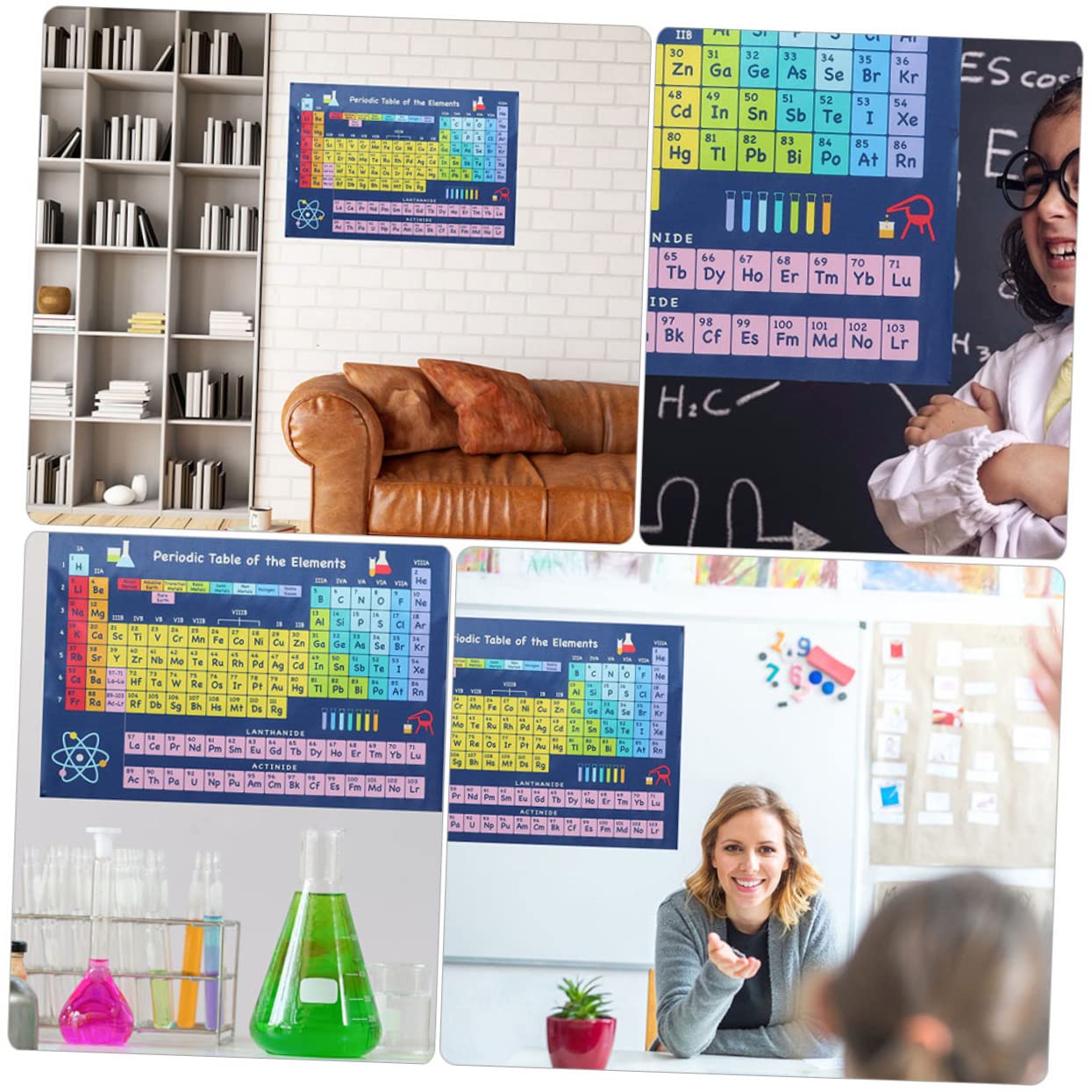 Operitacx 6 Stk Chemisches Periodensystem Plakatdekoration lernplakatverzierung Chemie Schulanhänger Praktisches Periodensystem Poster handwerkliche Malerei schmücken Kind Seidentuch