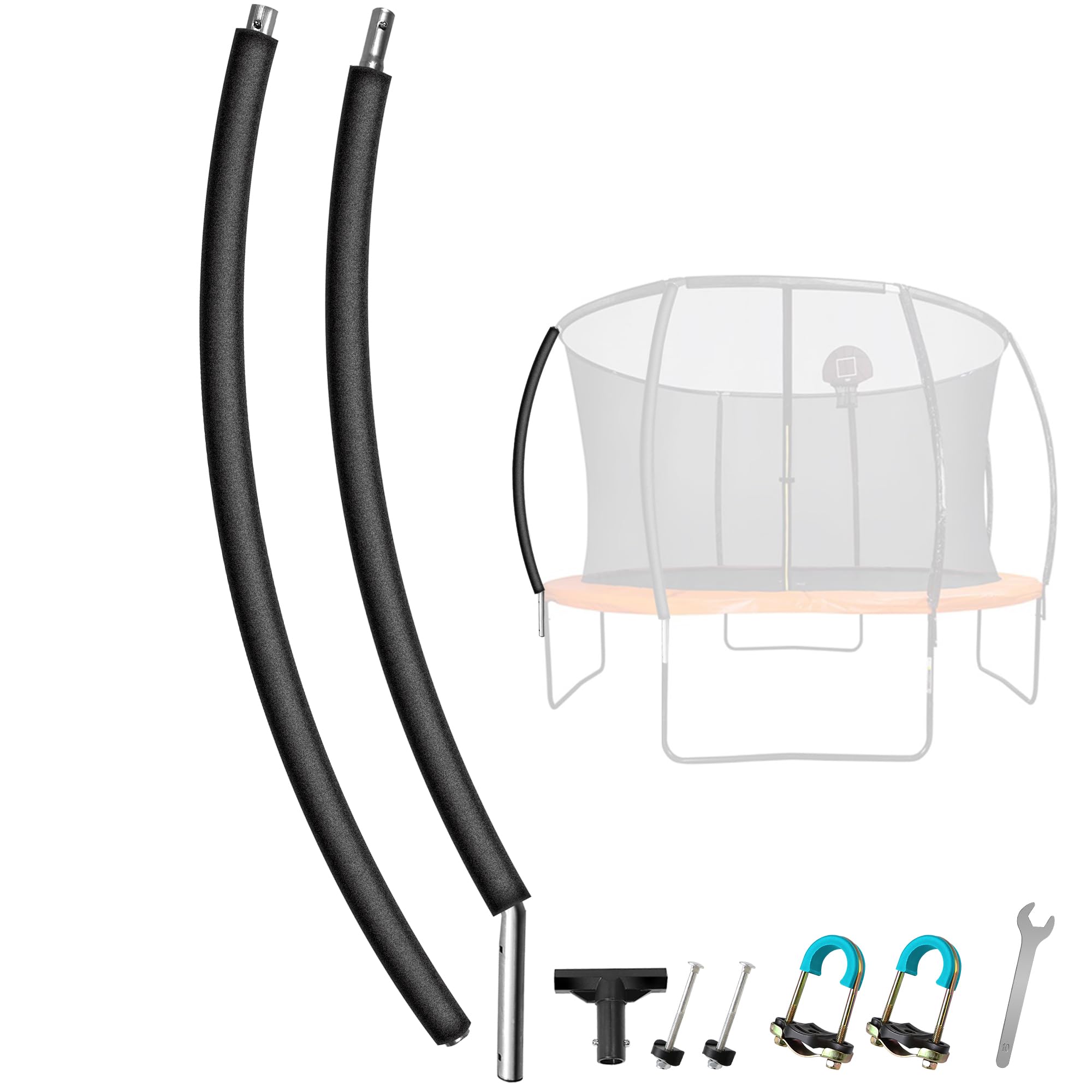 Trampoline Curved Replacement Pole, Universal Enclosure Pole with 2 Setups