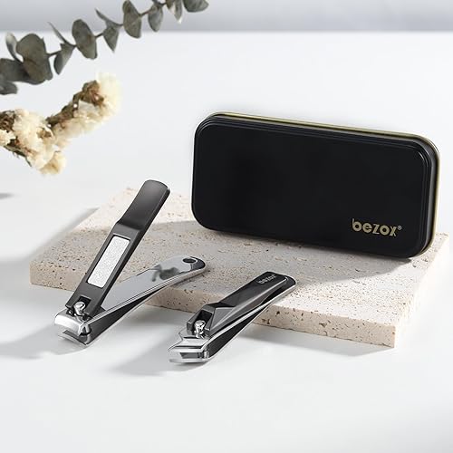 Miniatura 6 de BEZOX Cortaúñas de uñas – Cortadores de uñas elegantes para hombres y mujeres, cortauñas encarnadas – Recortador de uñas de viaje con estuche de lata