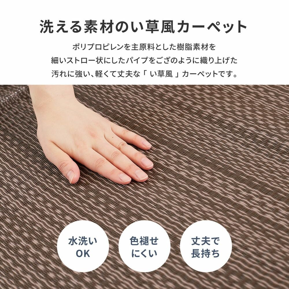 日本製 洗える PPカーペット ブラウン本間3畳 約191×286cm 洗える カーペット 本間 3畳 約191×286cm ダイニング い草調 ラグ 敷詰