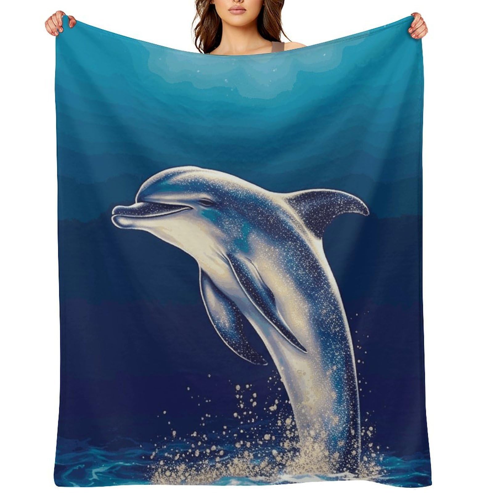 Fekiloot Style Glitter Dolphin Throw Blankets Camping Blanket40 X50