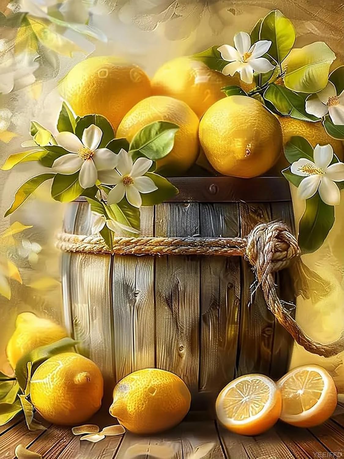 YEEIFFD Christmas Lemons Fruit Diamond Art Painting Kits for Adult 5D Diamond Art Round Drill Painting by Diamonds Art and Crafts for Home Wall Decor Gift for New Year, Valentine's Day 12x16 in