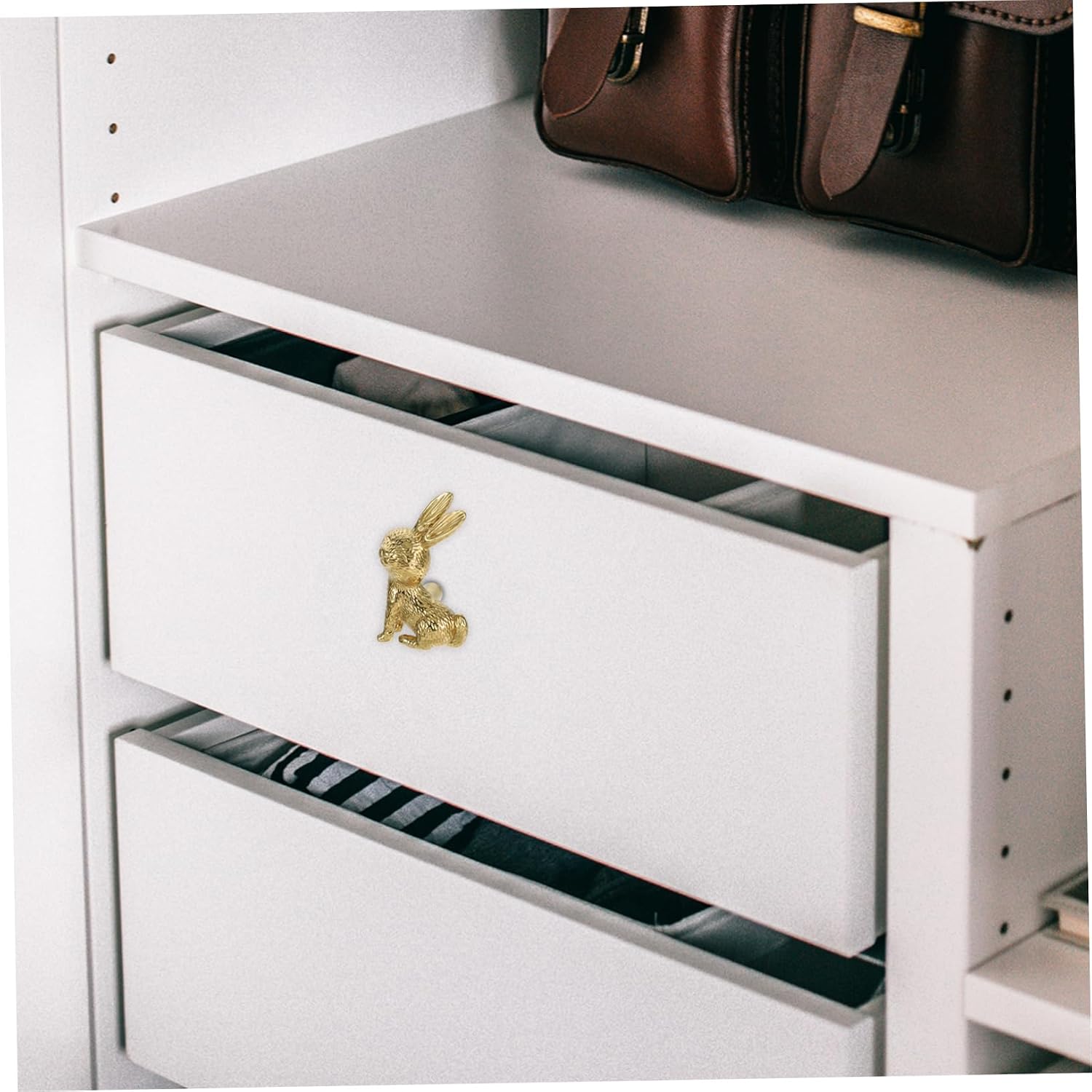 Mikinona Rabbit Knobs Brass Drawer Pulls Cute Bunny Design Hardware for Nursery Furniture Adorable Rabbit Handles for Dressers Cabinets and Closets d