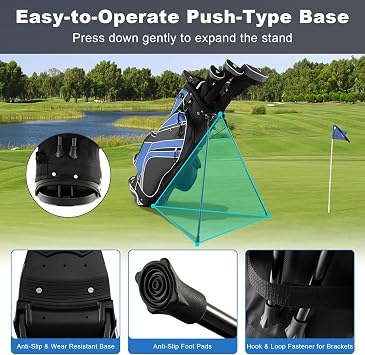 GYMAX Golf Stand Bag, 6 Way Divider Golf Club Bag with 8 Pockets, Rain Hood, Umbrella Holder & Glove Sticker, Portable Lightweight Golf Bag for Men Women