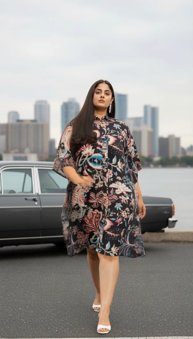 Gypsie Blu Women Short Kaftan Plus Size Dress Comfortable Cotton