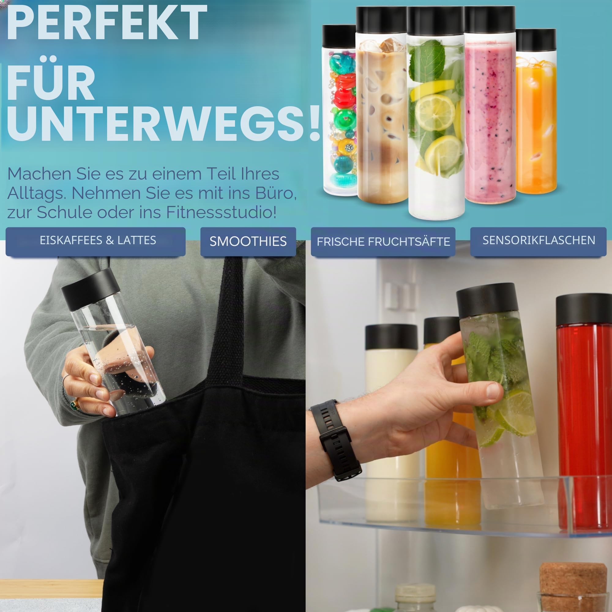 12 Leere Saftflaschen Aus PET 250 Ml Mit Deckel – Auslaufsicher, Lebensmittelecht Für Smoothies & Eiskaffee