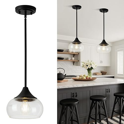Modern Pendant Lights for Kitchen Island, Black Pendant Light Fixtures