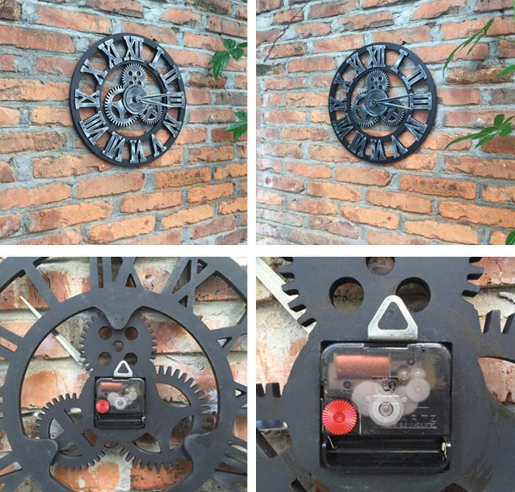 Reloj de Pared de Estilo Industrial, Gear Retro Sala de Estar Reloj de Pared multifunción Creative Mute Bar Mostrador Restaurante Tienda de Ropa Reloj de Pared Reloj de Pared