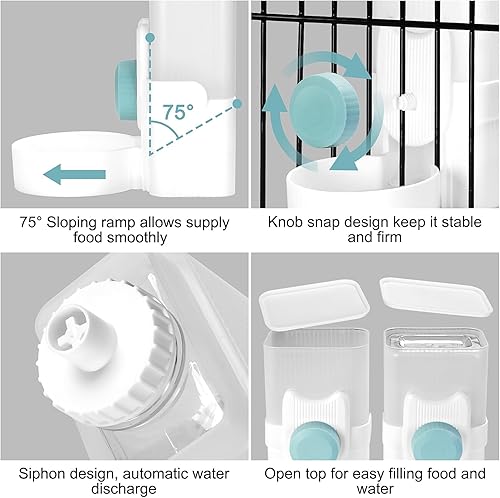 Miniatura 6 de ShineMe - Comedero automático para gatos y dispensador de agua, 35 onzas, comedero automático por gravedad para colgar alimentos y agua para