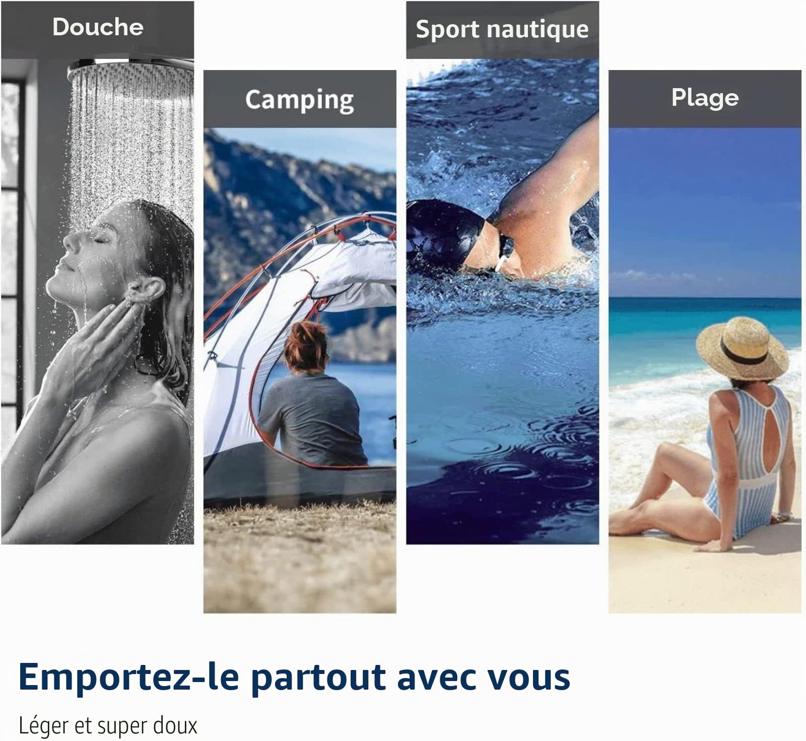 Serviette de Plage XXL 200x200 Vert Anti-Sable Séchage Rapide pour Bain, Piscine, Camping
