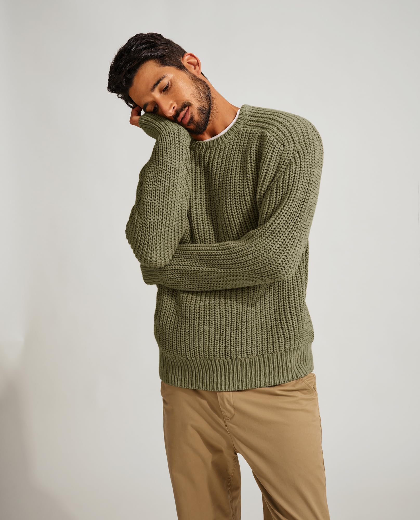 PJ PAUL JONES Pullover Herren mit Rundhals Grobstrick Dicker Pullover