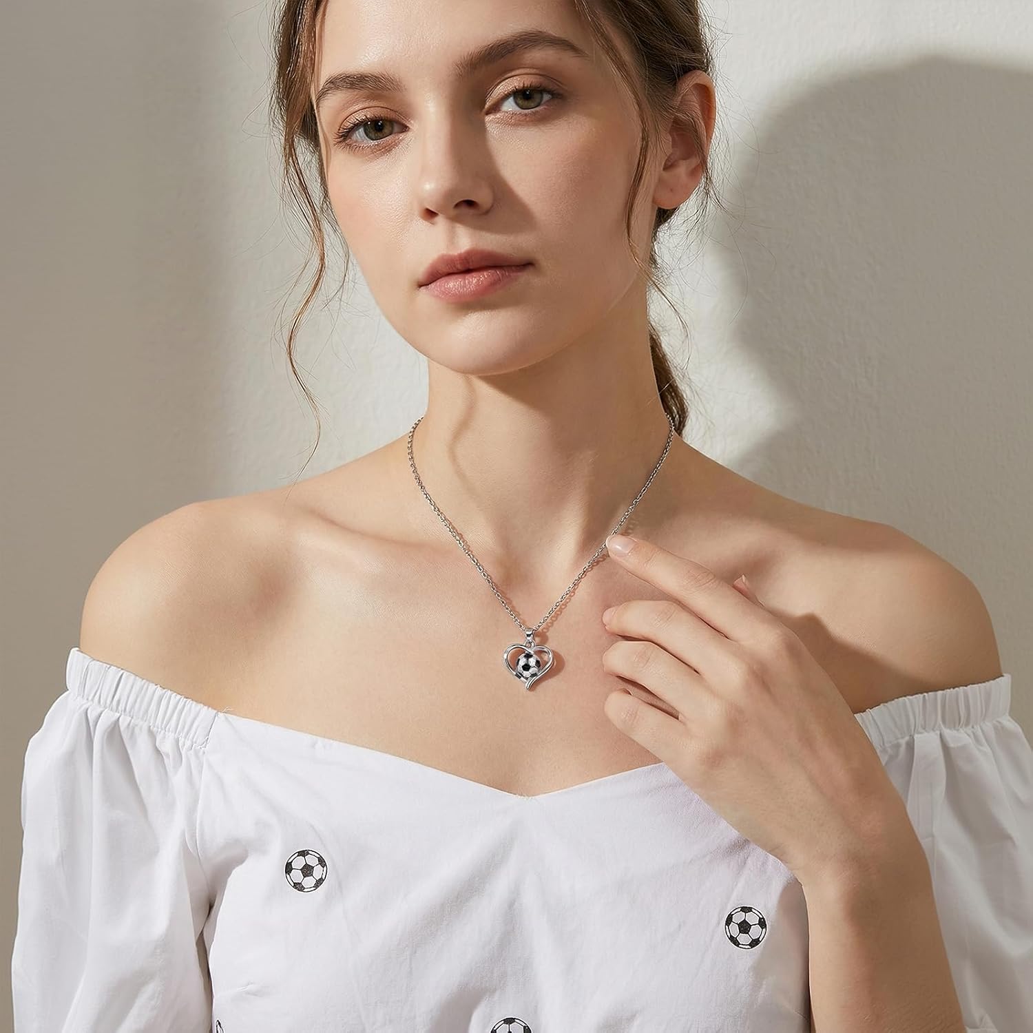 HANRESHE Soccer Ball Necklace Pendant for Girls Sports Jewelry 14K Gold Plated Soccer Cross Necklace for Boys Soccer Player Gifts - Image 2