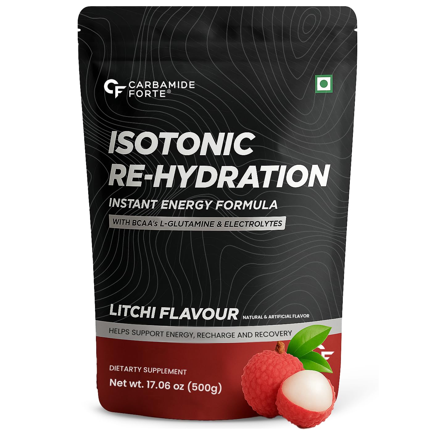 Carbamide Forte Isotonic Powder | Pre Workout Supplement For Men And Women | Glutamine Supplement Powder For Energy Boost | Electrolytes With BCAA & L Glutamine - Litchi Flavour - 500g