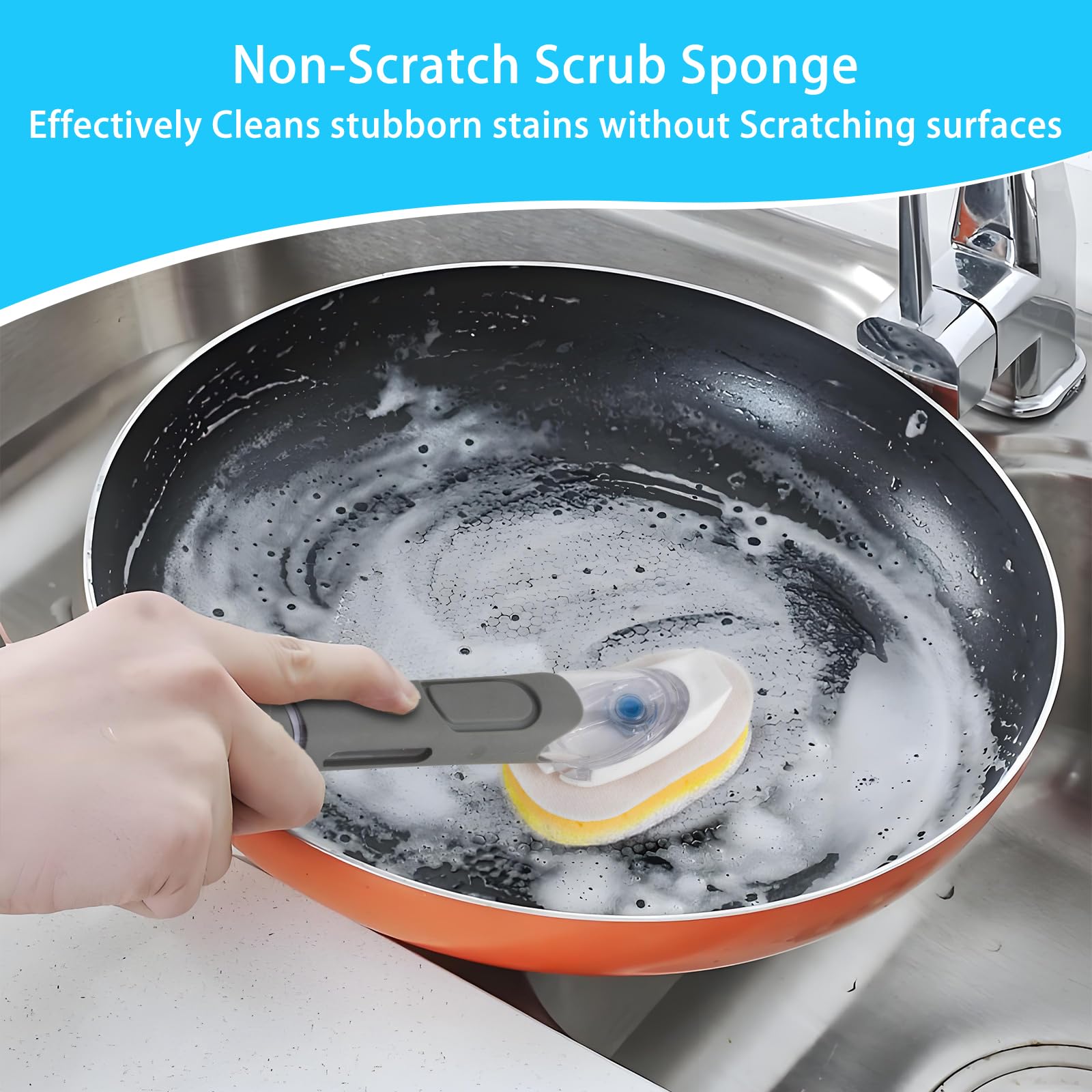 Wkłady do gąbki do różdżki do naczyń, kompatybilne z Scrub Daddy – wymienne głowice, szczotka do czyszczenia przyklejonych potraw, wymienne głowice gąbki do czyszczenia kuchni, (tylko wkłady)