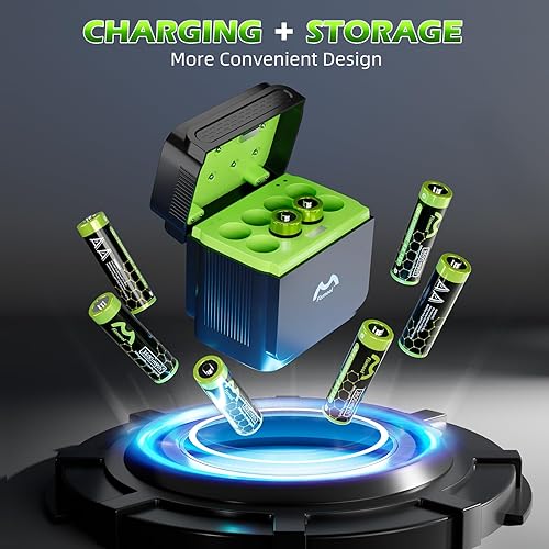 Miniatura 9 de Baterías AA recargables de litio con cargador, paquete de 8 baterías de litio AA de alta capacidad de 1.5 V, 3600 mWh, batería de litio de salida