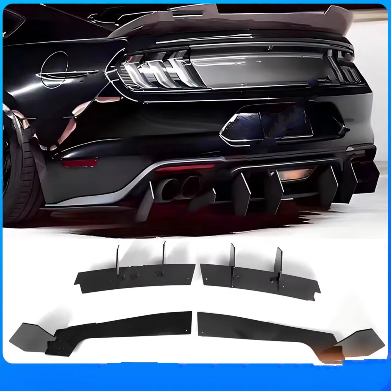 Diffuseur Pare-Chocs Arrière Voiture pour Ford pour Mustang 2015, 2016, 2017, 2018, 2019, 2020, 2021, Kit Carrosserie Diffuseur De Pare-Chocs Arrière