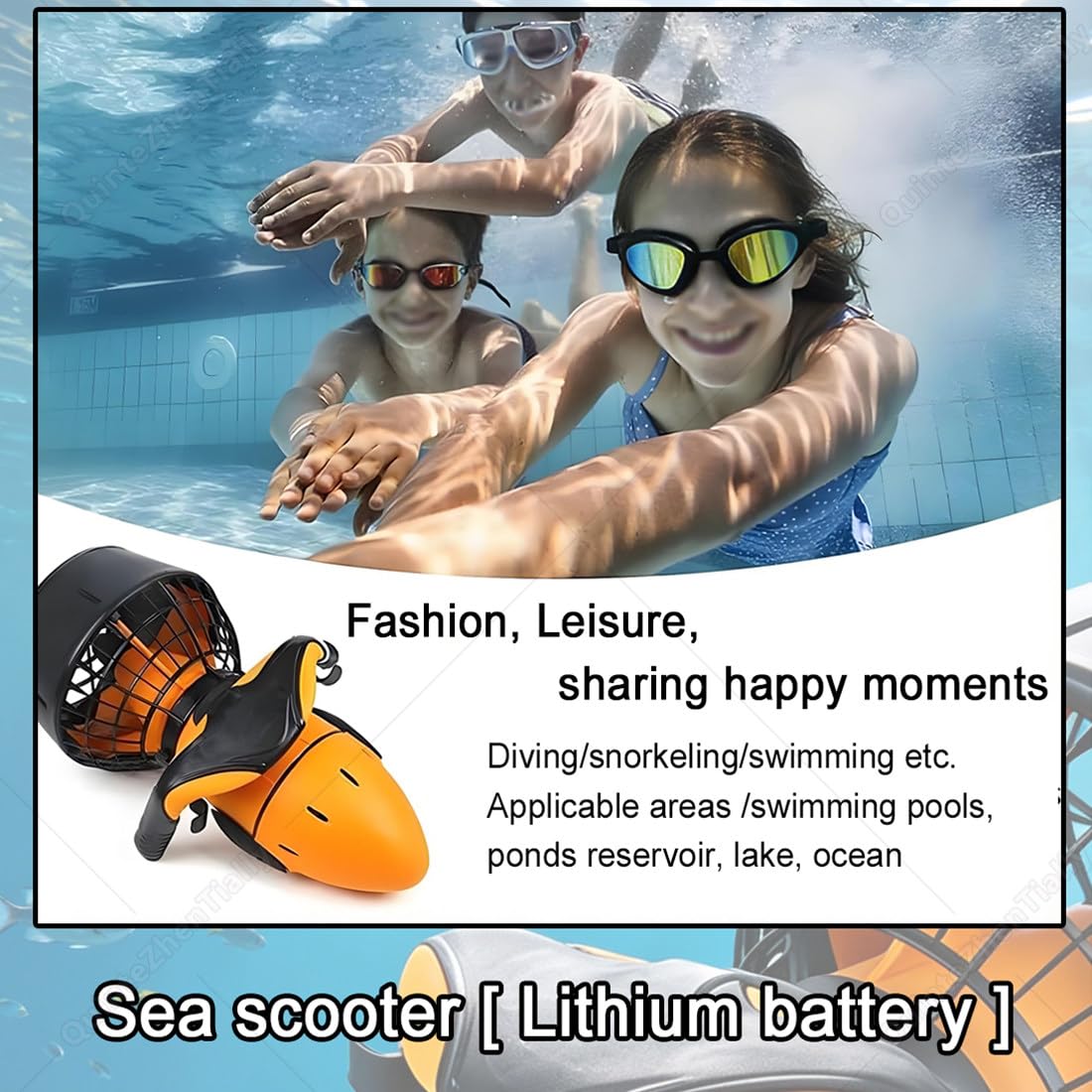 Sea Scooter Adultos,Potenciadores Natación Buceo 300w,Scooter Eléctrico Submarino Mar,con Hélice,Profundidad Máxima 20 M,para Deportes Acuáticos,Buceo Exteriores