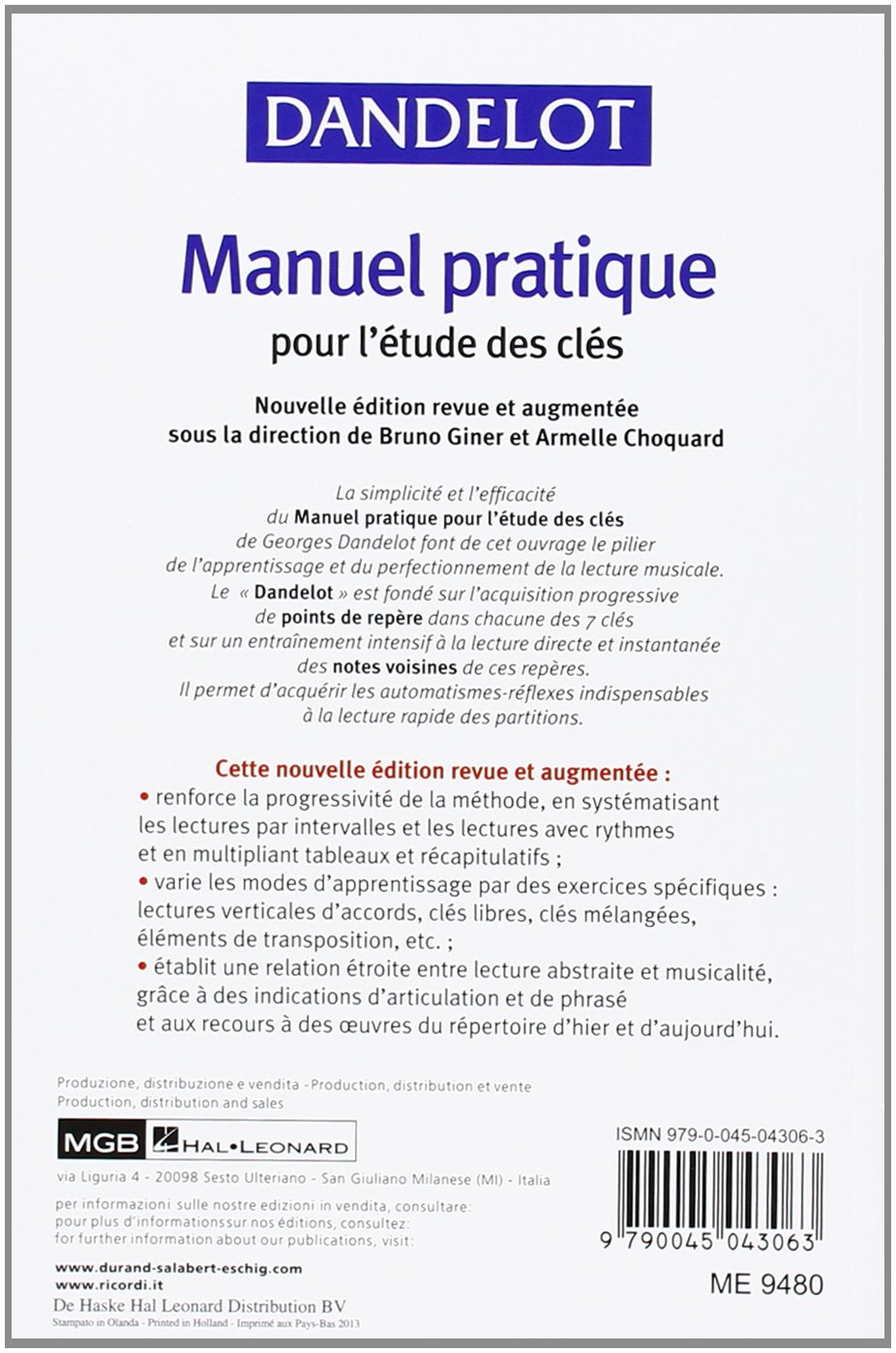 Manuel pratique pour l'études des clés