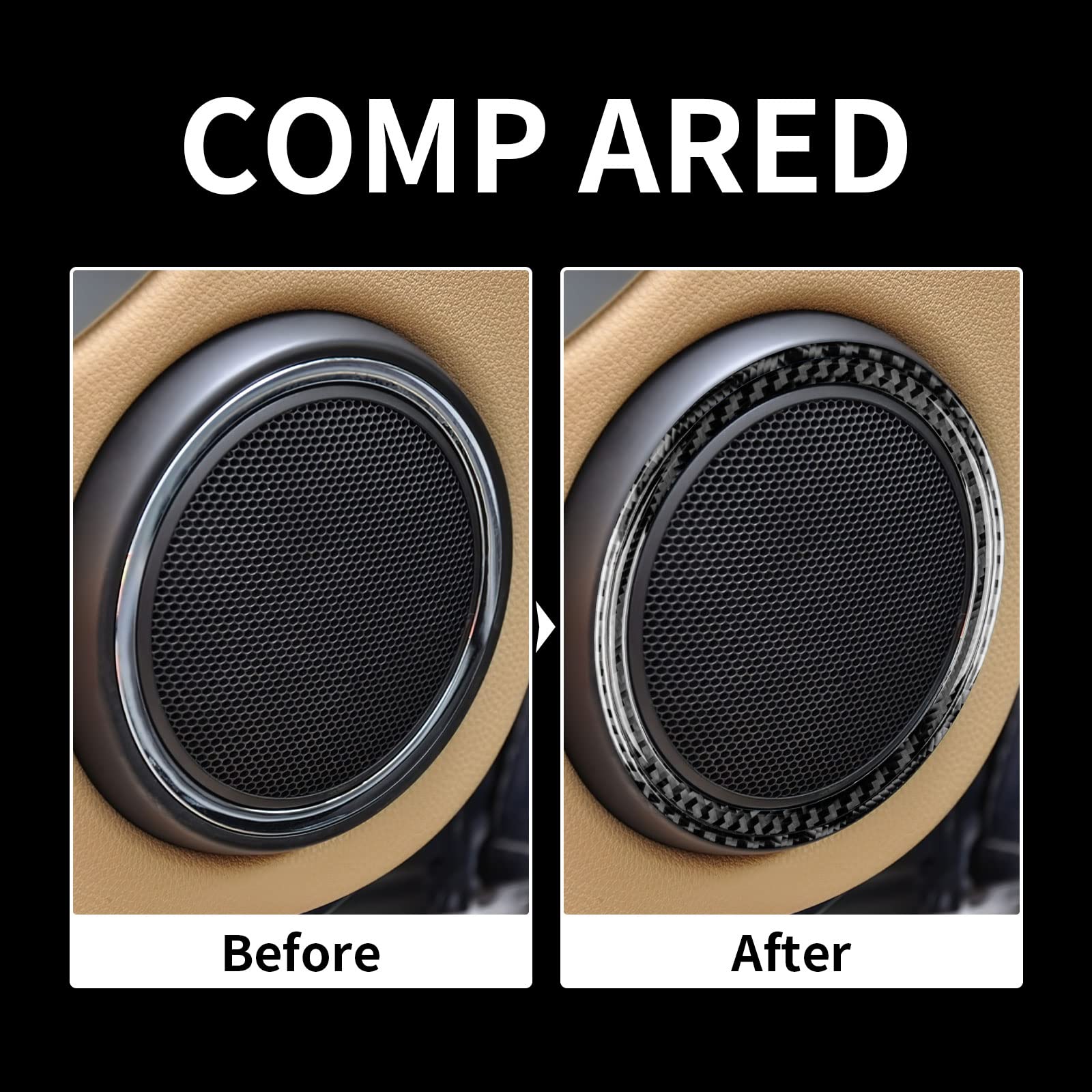 KUNGKIC Osłona głośnika audio z włókna węglowego naklejka Carbon Fiber Door Audio Speaker Accessories do Mini Cooper R56 Clubman R55 R57 2007 2008 2009 2010 akcesoria do głośników drzwi wnętrze czarny