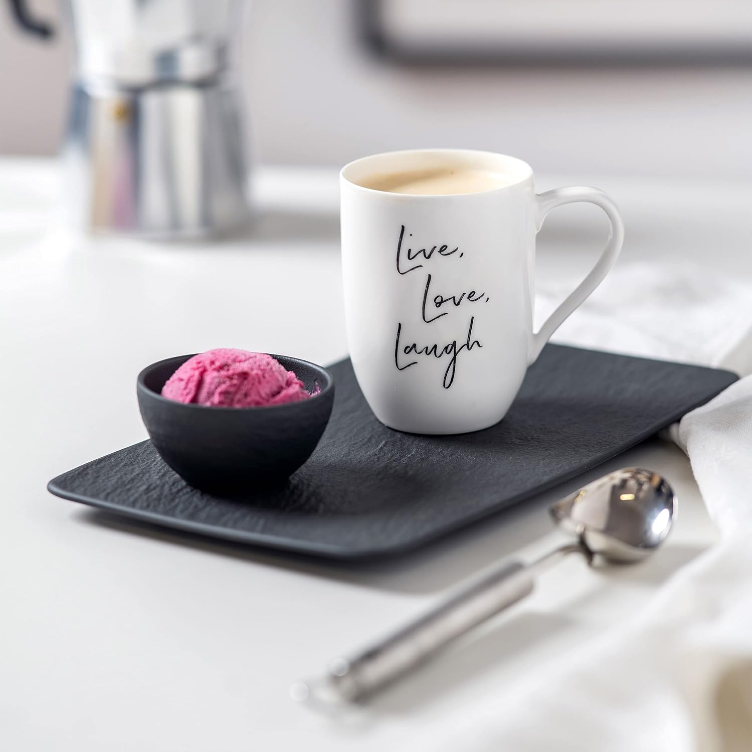 Villeroy & Boch - Statement, mug, “Live Love Laugh”, 280 ml, premium porcelain, white - Image 3