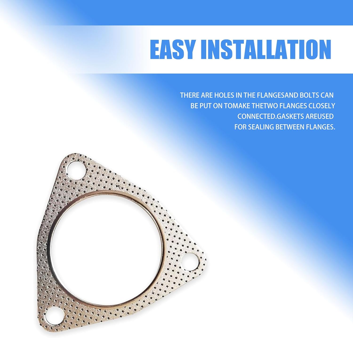 2 PCS Car Exhaust Pipe Gasket, 2.48" Asbestos Resistant High Temperature High Pressure Three-hole Exhaust Flange Sealing Gasket, Modification Replacement Accessories, for Most Models (Silver)